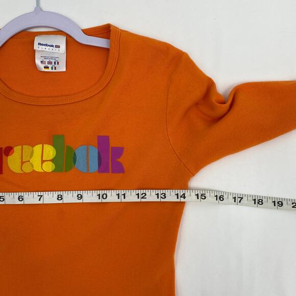 Reebok Crew Neck Long Sleeve Fitted Orange Tee Size Medium - Picture 6 of 8